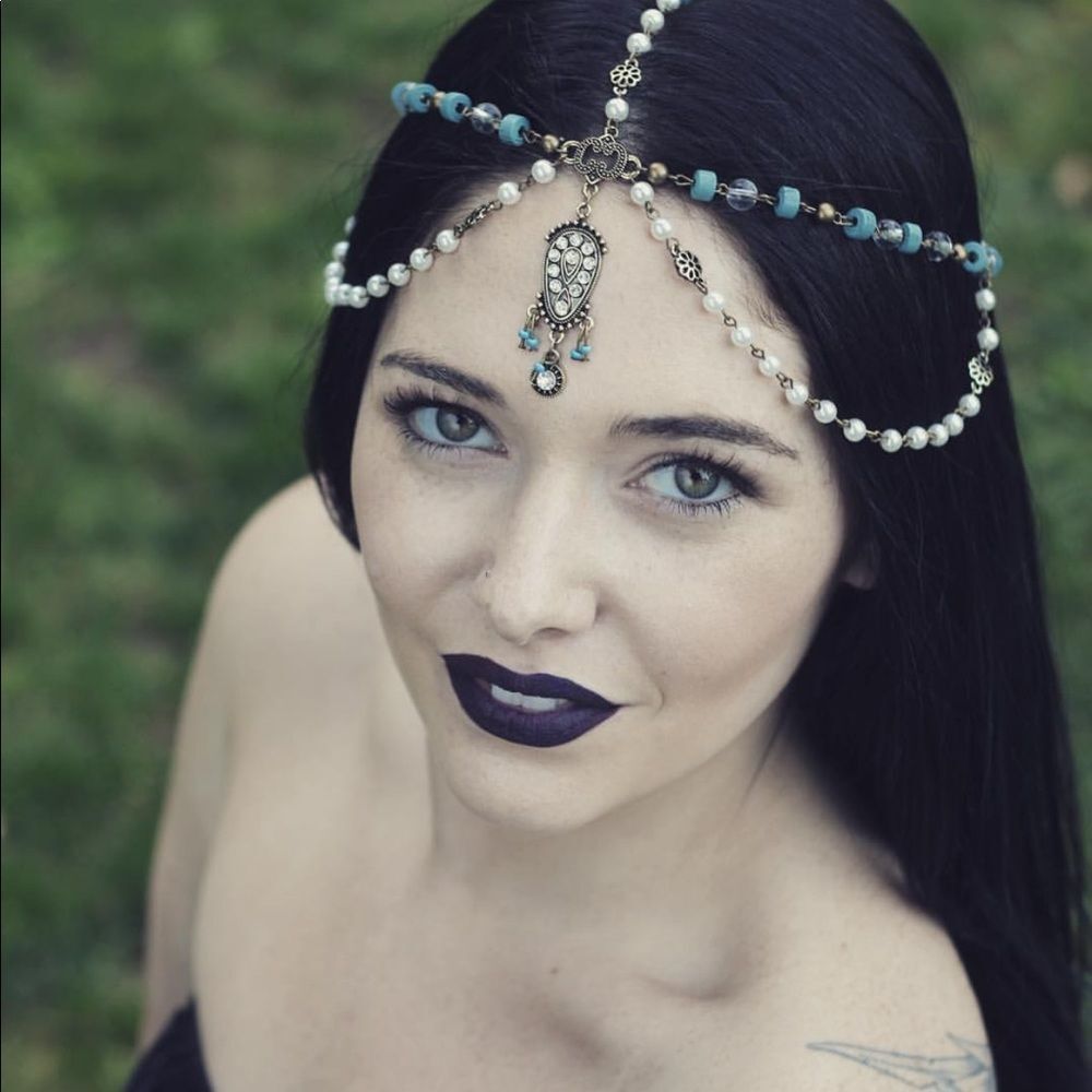 HANDMADE HEADPIECE CROWN BLUE, PEARL